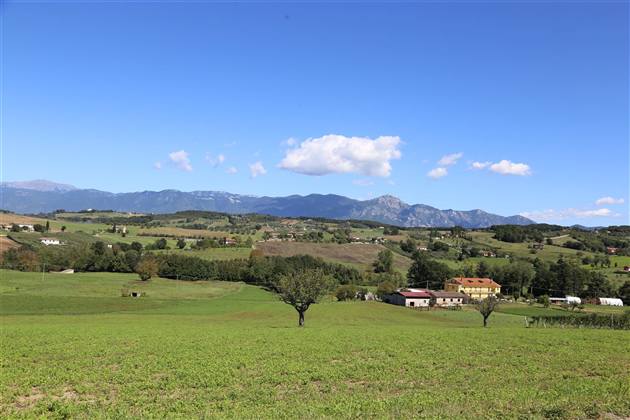 Campagna con le montagne sullo sfondo